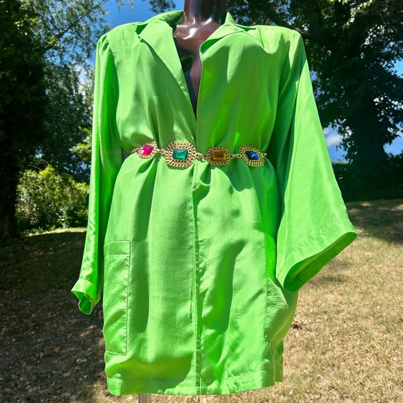 Jackets & Blazers - 100% Silk Roamans Pretty Green Light Weight Duster Jacket